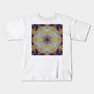 Weave Mandala Blue and Yellow Kids T-Shirt